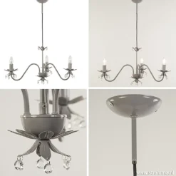 Straluma Grijze kroonluchter met bloem/kristal><noscript><img width=
