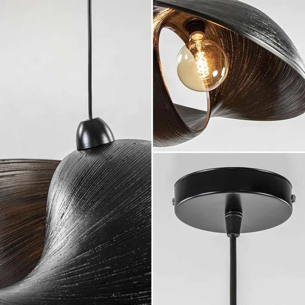 Straluma Grote bamboe hanglamp shell zwart> Eettafellampen|Eetkamerverlichting