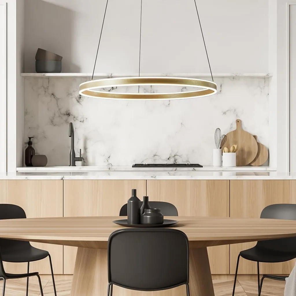 Straluma Grote design hanglamp LED gouden ring> Hanglampen|Eettafellampen