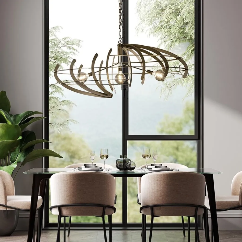 Straluma Grote design hanglamp ovaal oud messing> Eettafellampen|Videverlichting