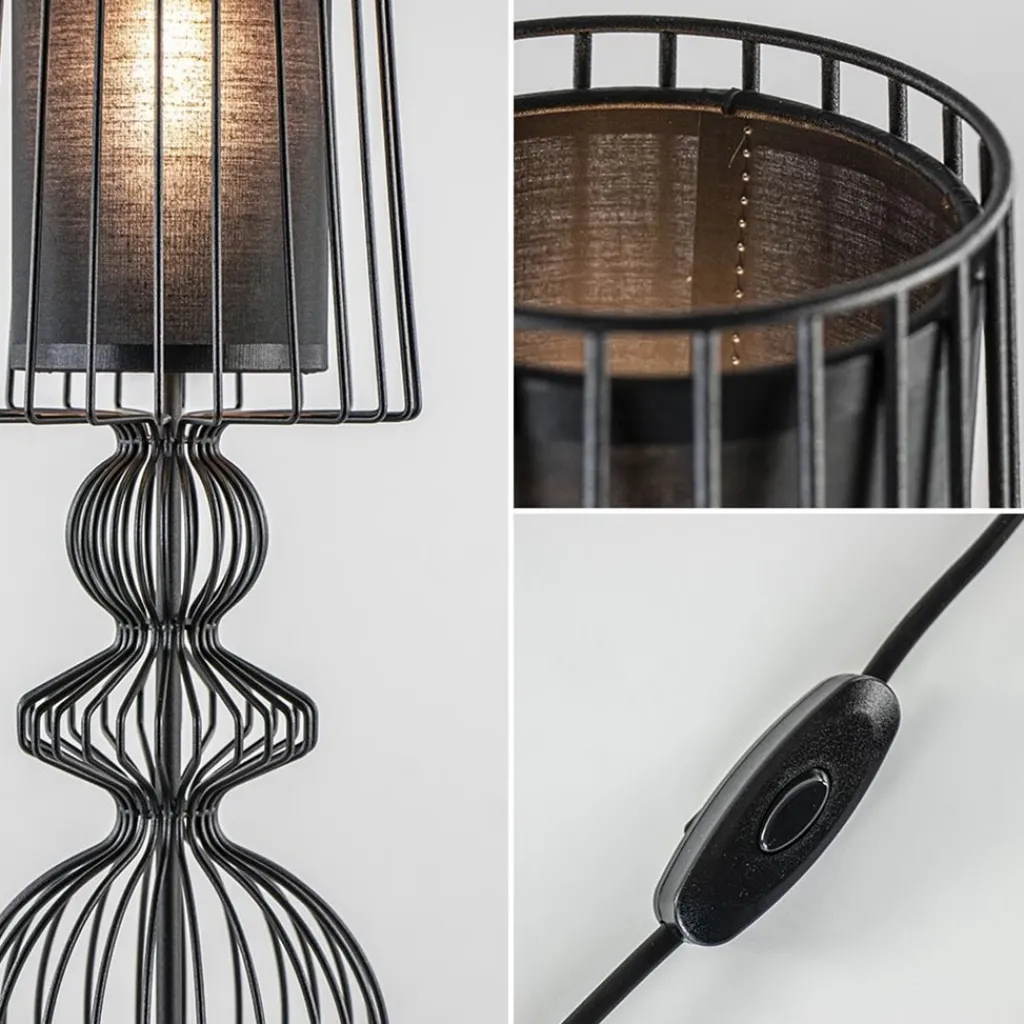 Straluma Grote draad tafellamp met zwarte kap> Tafellampen|Draadlampen