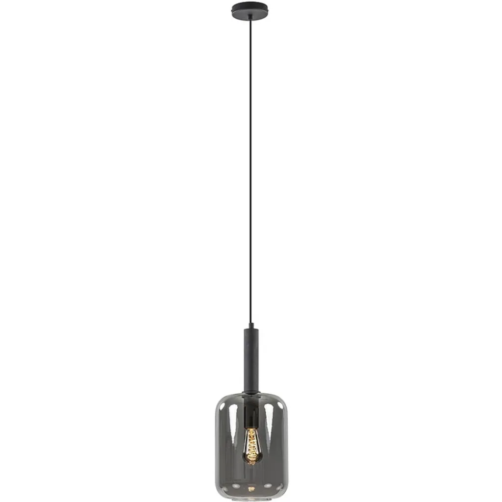 Straluma Grote hanglamp Lekar zwart met smoke glas> Hanglampen|Light and Living