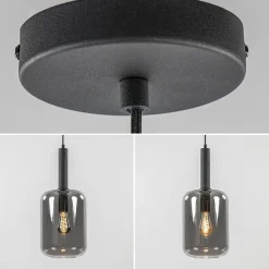 Straluma Grote hanglamp Lekar zwart met smoke glas><noscript><img width=