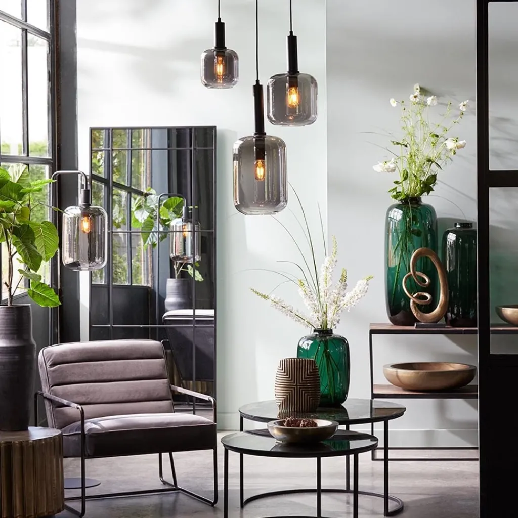 Straluma Grote hanglamp Lekar zwart met smoke glas> Hanglampen|Light and Living