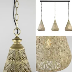 Straluma Grote hanglamp 3-lichts mat goud met zwarte balk><noscript><img width=