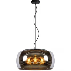 Straluma Grote hanglamp zwart met smoke glazen kap> Eettafellampen|Eetkamerverlichting