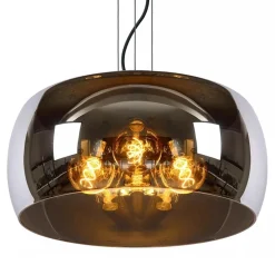 Straluma Grote hanglamp zwart met smoke glazen kap><noscript><img width=