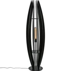 Straluma Grote houten vloerlamp mat zwart> Vloerlampen|Botanische Verlichting