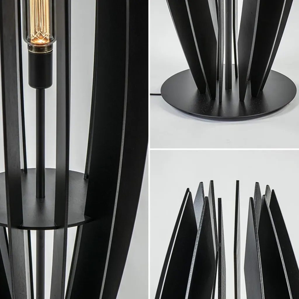 Straluma Grote houten vloerlamp mat zwart> Vloerlampen|Botanische Verlichting