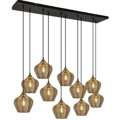Straluma Grote landelijke hanglamp 10-lichts antiek brons Alvaro> Eettafellampen|Light and Living