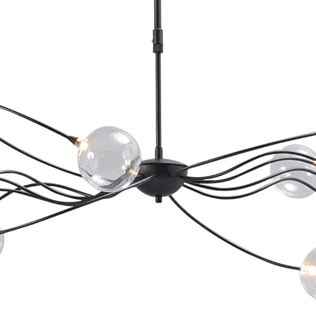 Straluma Grote LED hanglamp zwart met helder glazen bollen> Hanglampen|Eettafellampen