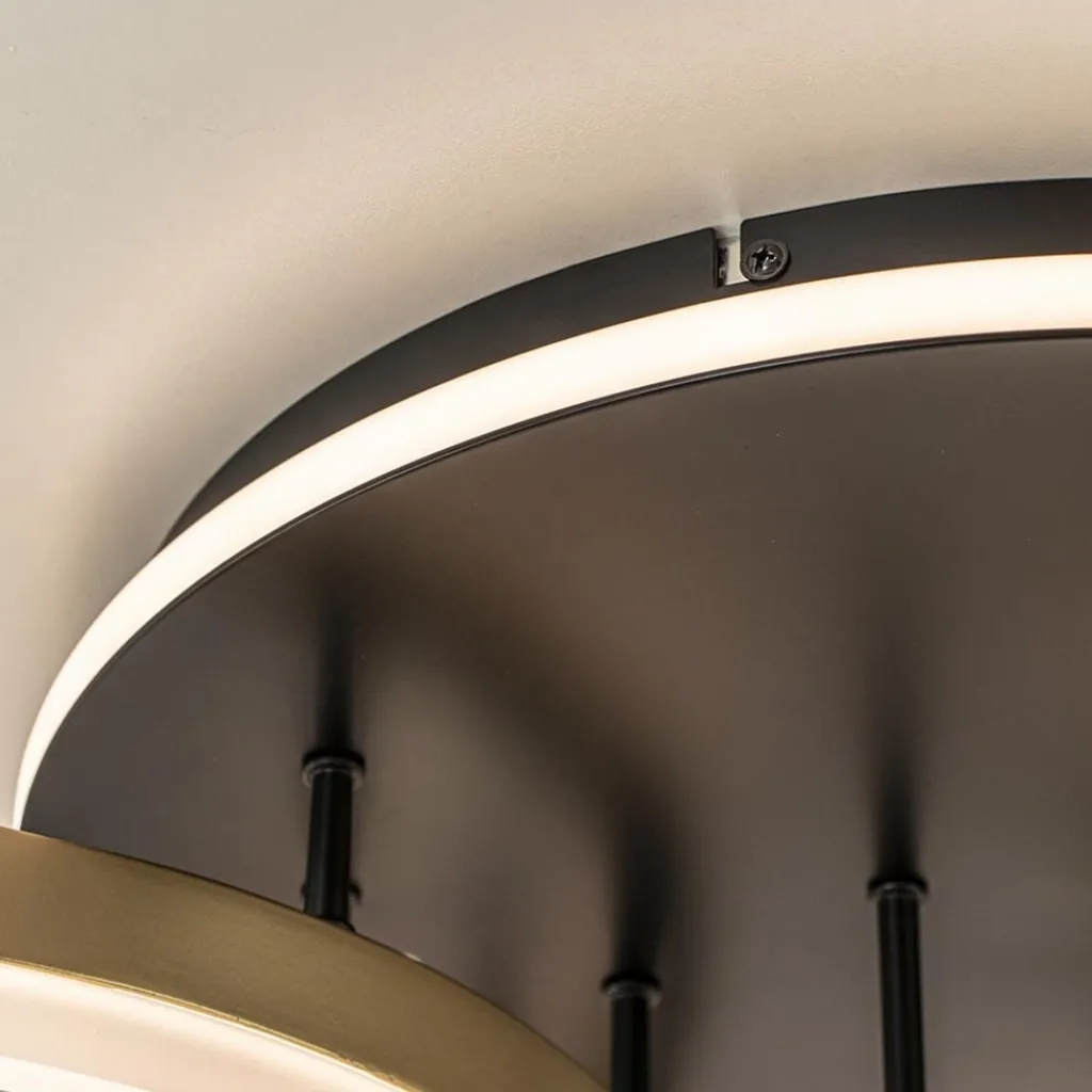 Straluma Grote LED Plafondlamp goud/zwart 3-standen dimbaar> Plafondlampen|LED Plafondlampen