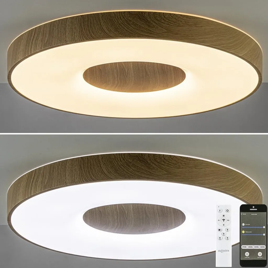 Straluma Grote LED plafondlamp met houtlook 65 cm> Plafondlampen|Plafonnières