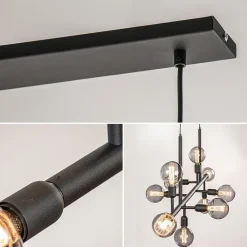 Straluma Grote 10-lichts eettafelhanglamp zwart exclusief lichtbronnen><noscript><img width=