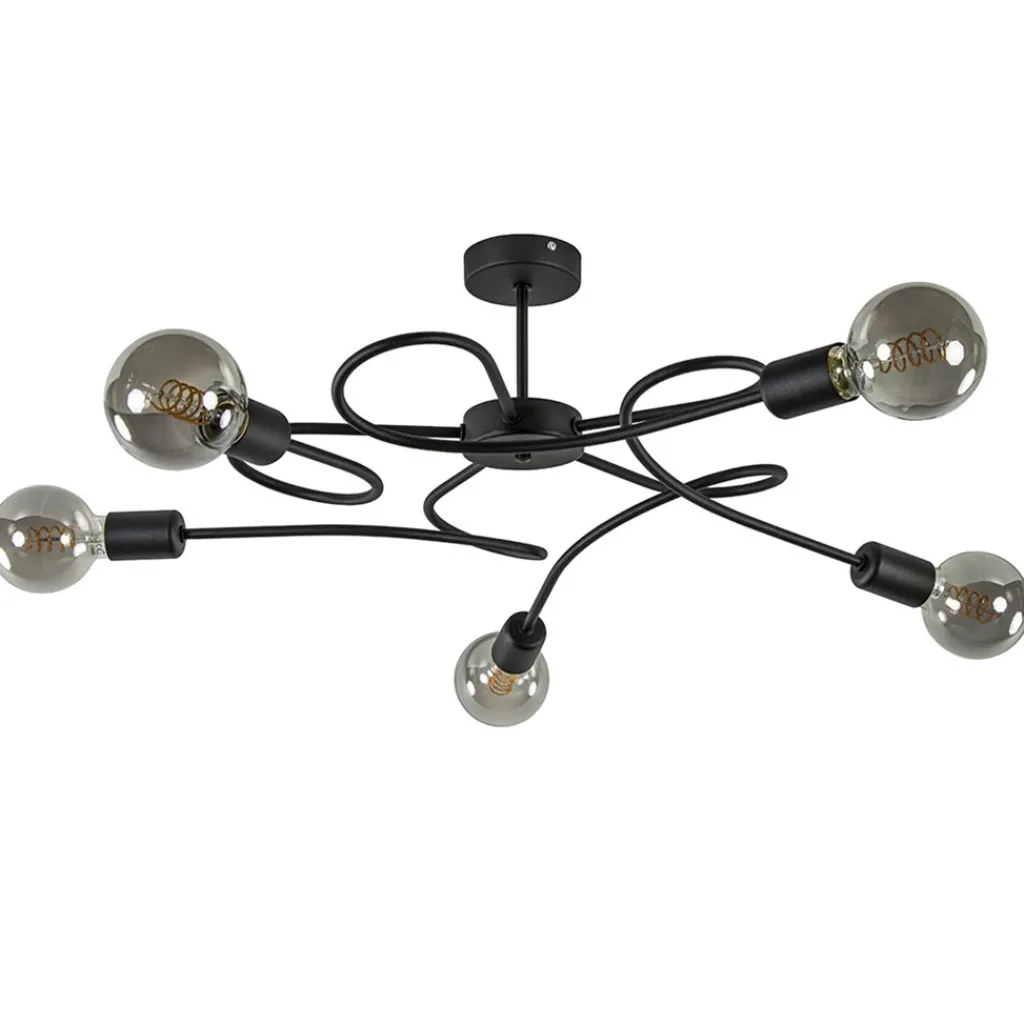 Straluma Grote 5-lichts plafondlamp zwart exclusief lichtbronnen> Woonkamerlampen|Slaapkamerlampen