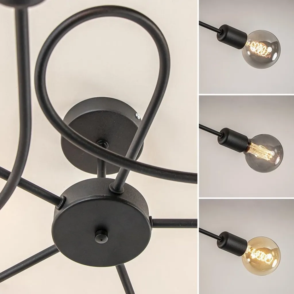 Straluma Grote 5-lichts plafondlamp zwart exclusief lichtbronnen> Woonkamerlampen|Slaapkamerlampen