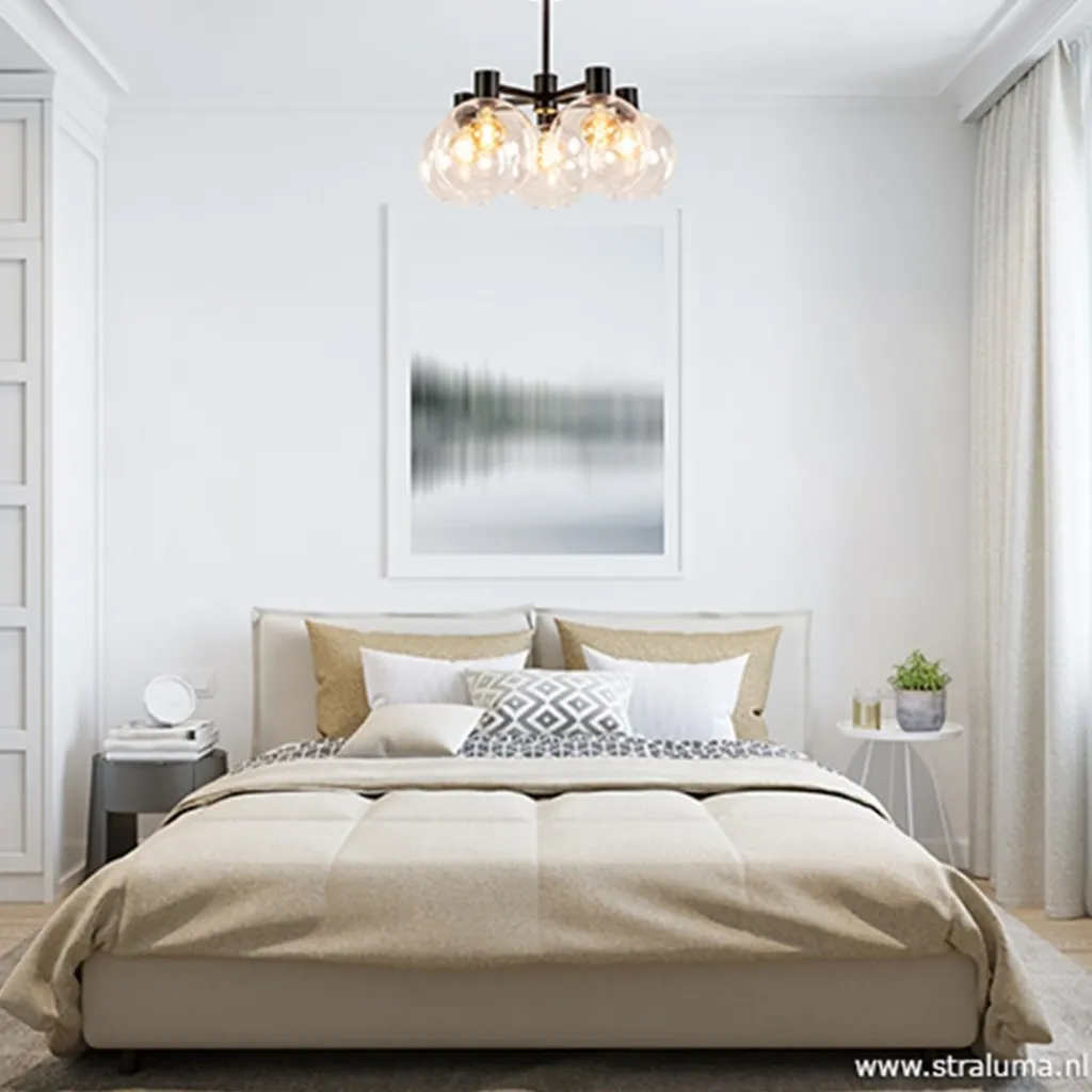 Straluma Grote 5-lichts plafondlamp helder glas> Slaapkamerlampen|Eetkamerverlichting