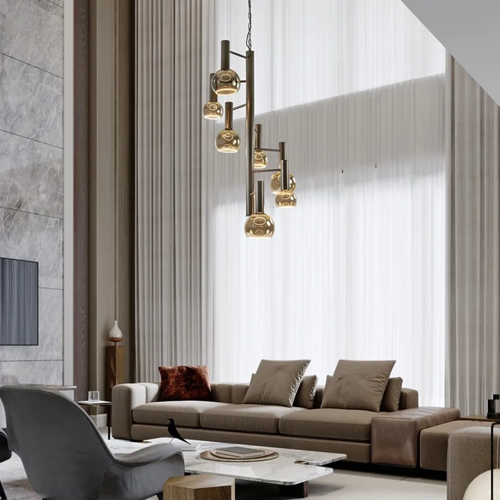 Straluma Grote 7-lichts Vide hanglamp brons> Hanglampen|Videverlichting