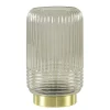 Straluma Grote Lipa tafellamp batterijen warm licht grijs ribbel glas> Tafellampen|Light and Living