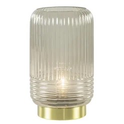 Straluma Grote Lipa tafellamp batterijen warm licht grijs ribbel glas> Tafellampen|Light and Living