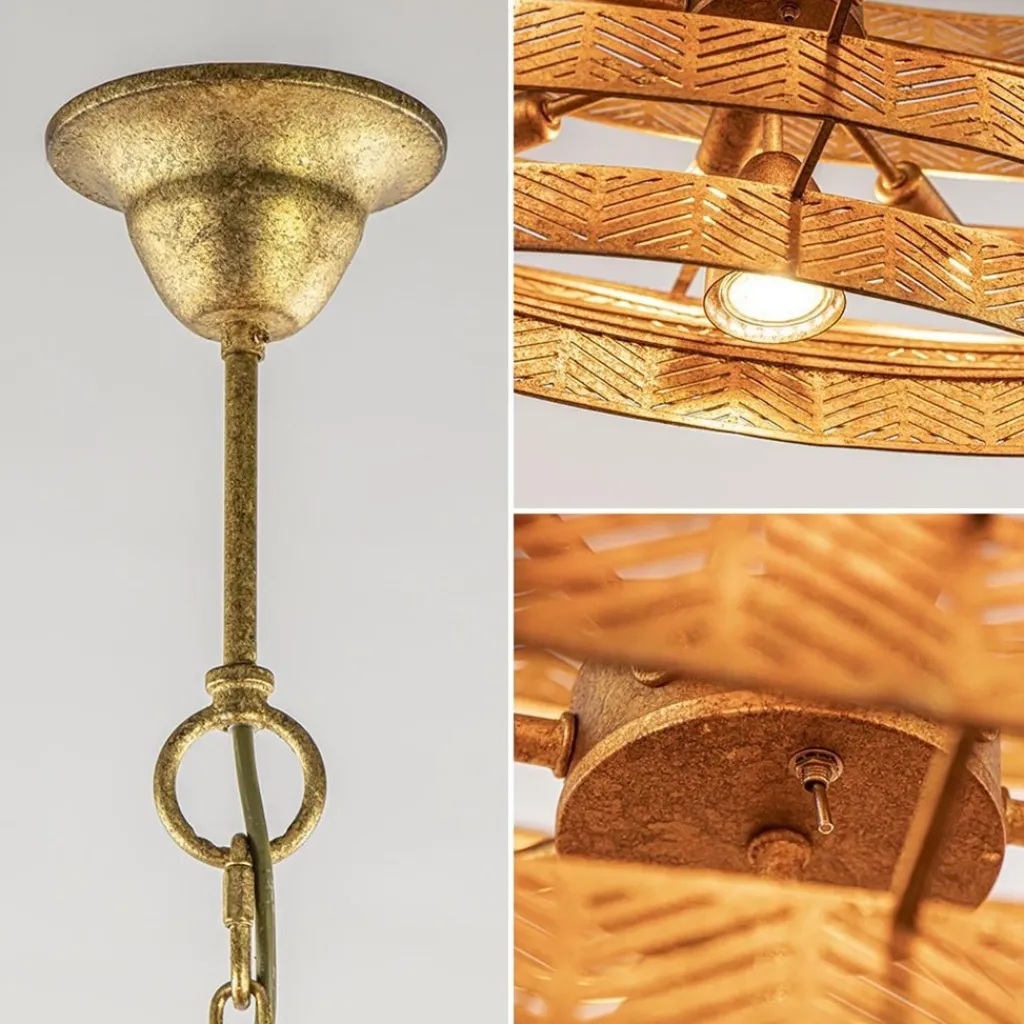 Straluma Grote metalen hanglamp ovaal brons> Eettafellampen|Kantoorverlichting