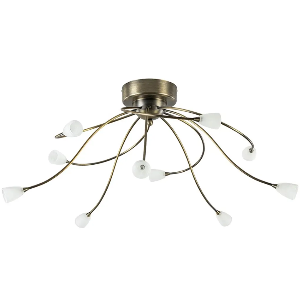 Straluma Grote plafondlamp brons met wit glas inclusief LED> Plafondlampen|LED Plafondlampen