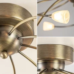 Straluma Grote plafondlamp brons met wit glas inclusief LED><noscript><img width=