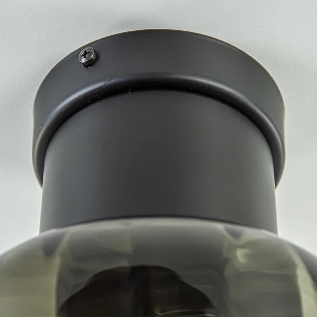 Straluma Grote plafondlamp smoke glas met mat zwart> Keukenverlichting|Plafondlampen