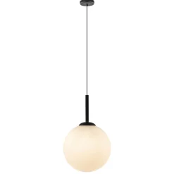 Straluma Grote retro hanglamp opaal glas met zwart> Woonkamerlampen|Slaapkamerlampen
