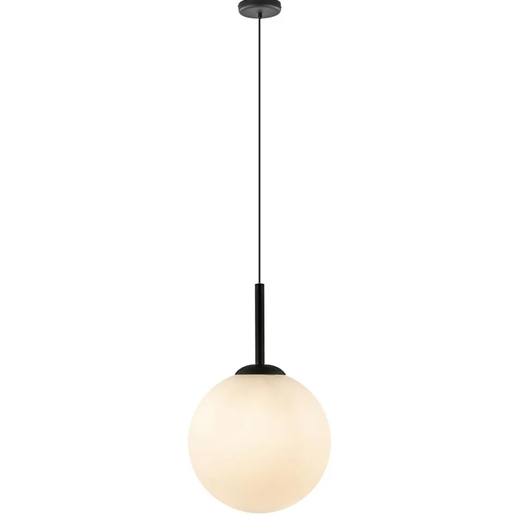 Straluma Grote retro hanglamp opaal glas met zwart> Woonkamerlampen|Slaapkamerlampen