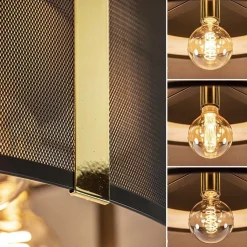 Straluma Grote ronde plafondlamp zwart gaas met goud><noscript><img width=