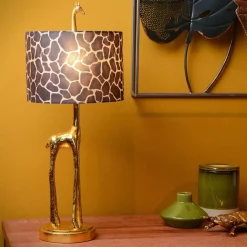 Straluma Grote tafellamp Giraf goud met bruine kap></noscript> Tafellampen|Schemerlampen
