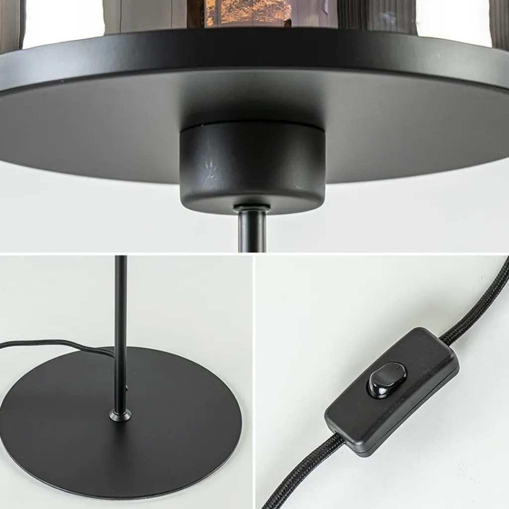 Straluma Grote tafellamp Maverick mat zwart met smoke glas> Tafellampen|Light and Living