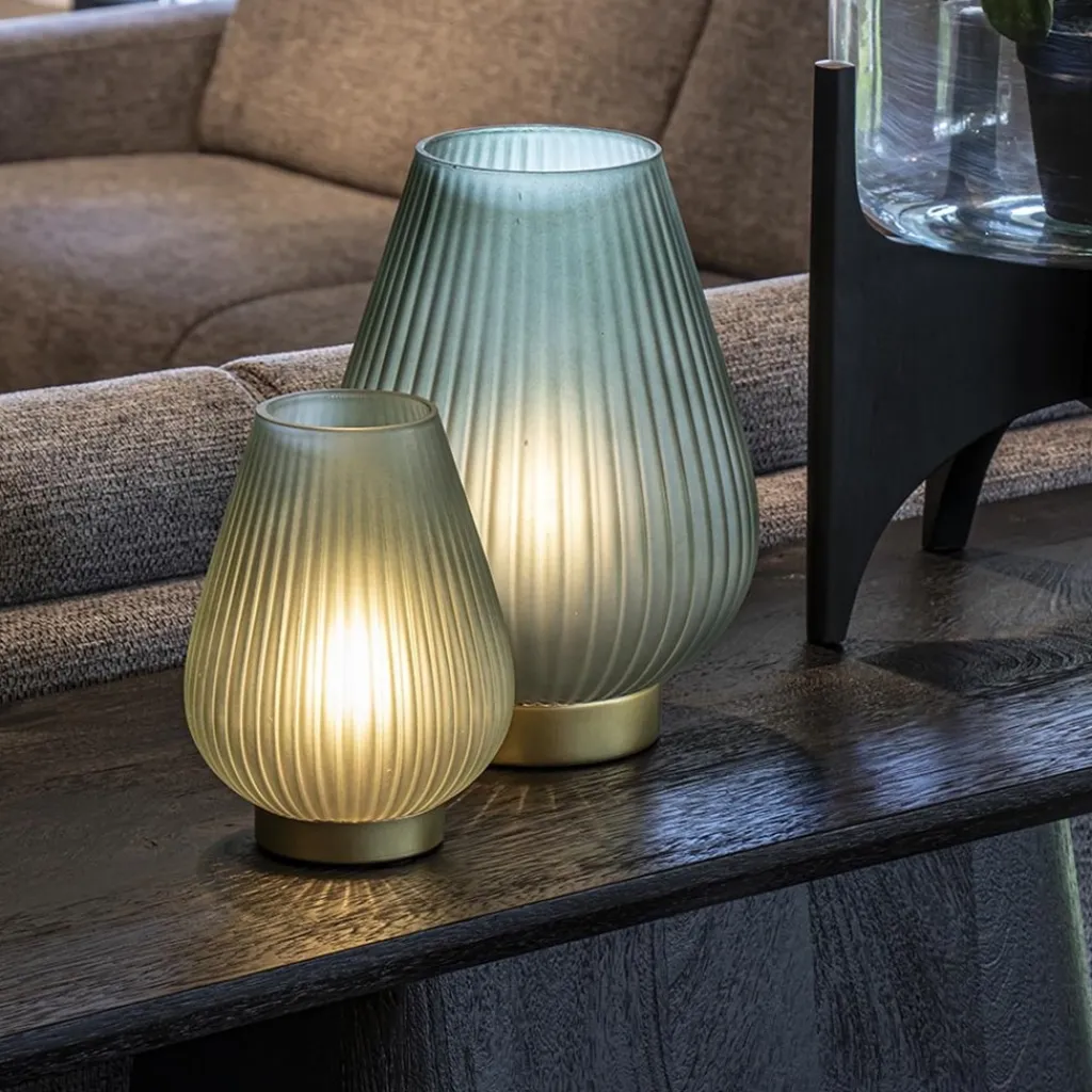 Straluma Grote tafellamp op batterij Tajera donker groen/goud> Tafellampen|Light and Living