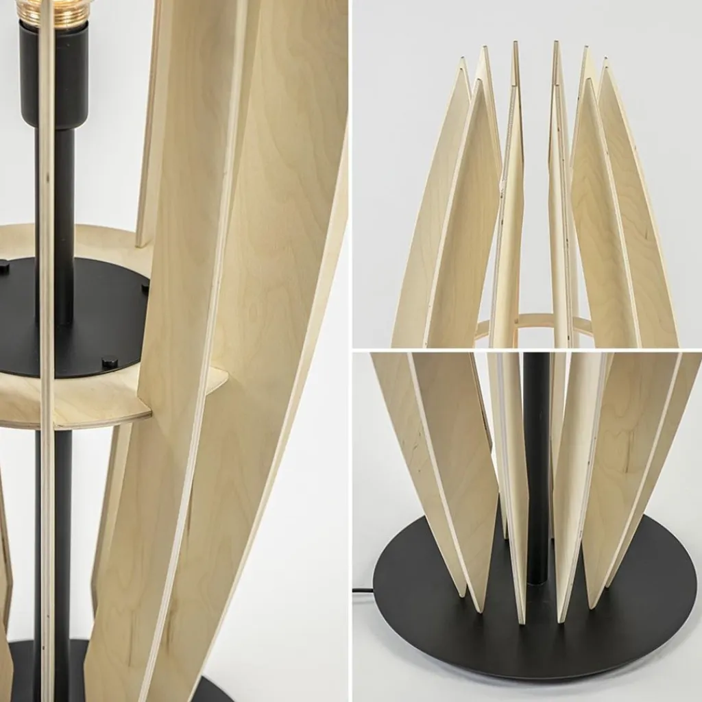 Straluma Grote vloerlamp blank hout met mat zwarte voet> Vloerlampen|Botanische Verlichting