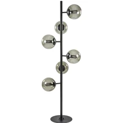 Straluma Grote vloerlamp 6-lichts zwart met smoke glazen bollen> Vloerlampen|Retro Verlichting