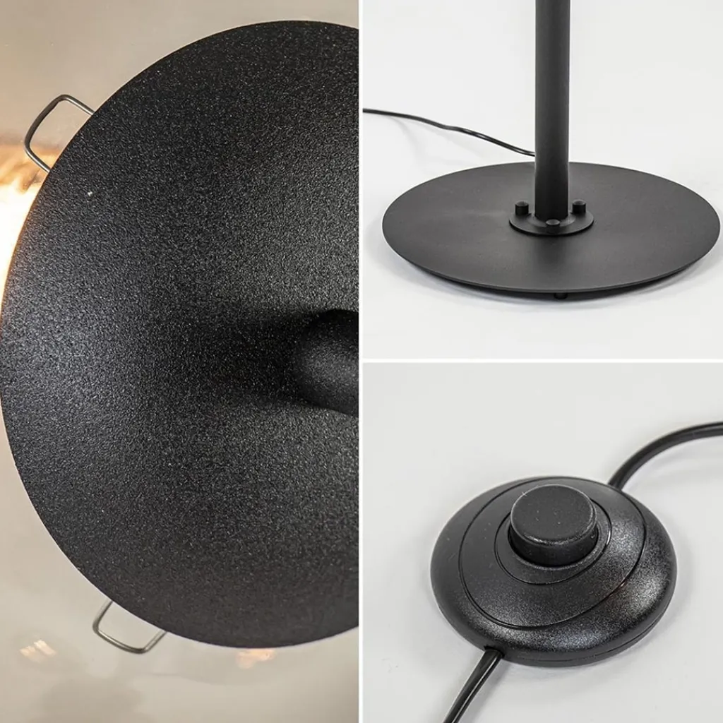 Straluma Grote vloerlamp 6-lichts zwart met smoke glazen bollen> Vloerlampen|Retro Verlichting