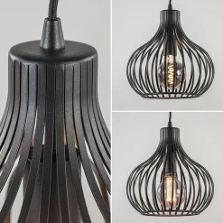 Straluma Hanglamp Aglio 28cm 3L op balk zwart></noscript> Eettafellampen|Draadlampen