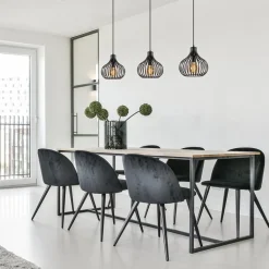 Straluma Hanglamp Aglio 28cm 3L op balk zwart></noscript> Eettafellampen|Draadlampen