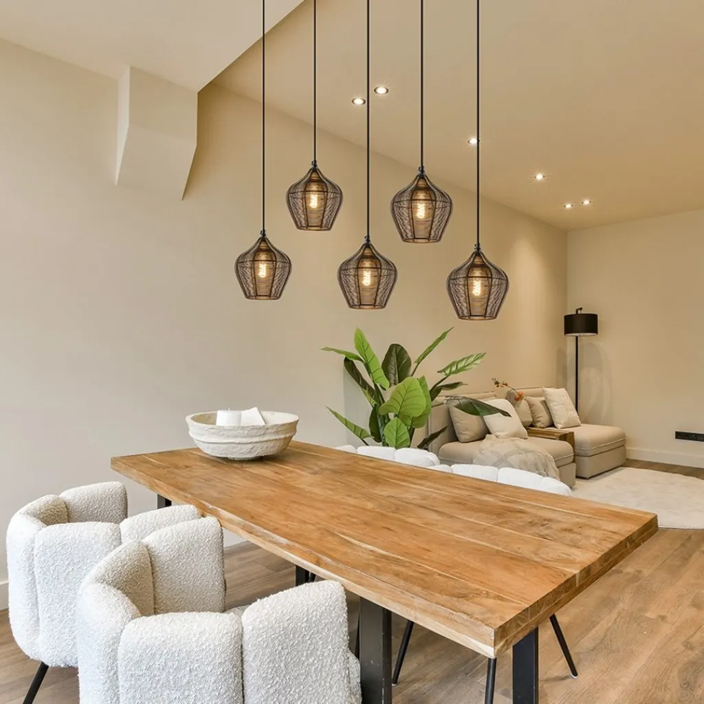 Straluma Hanglamp Alvaro 5-lichts antiek brons> Hanglampen|Eettafellampen