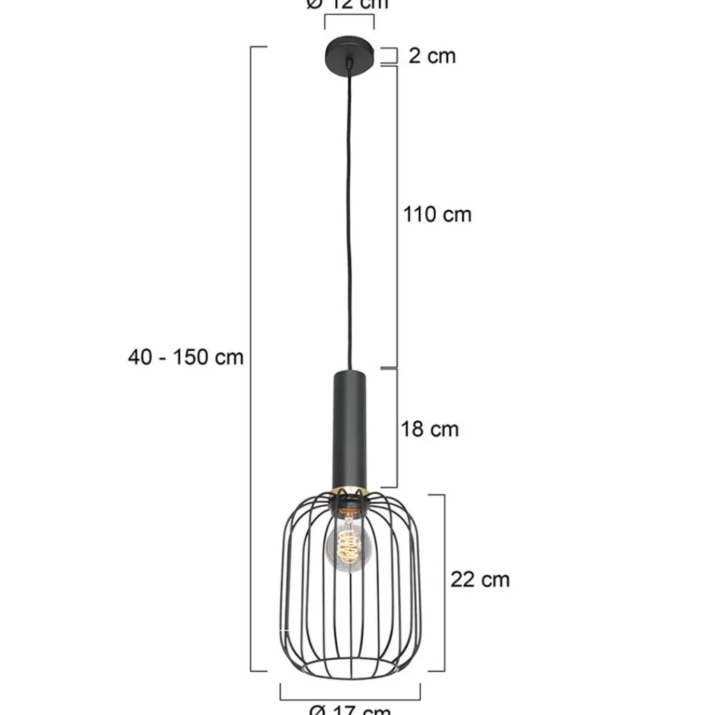 Straluma Hanglamp Aureole cilinder smal zwart> Hanglampen|Draadlampen
