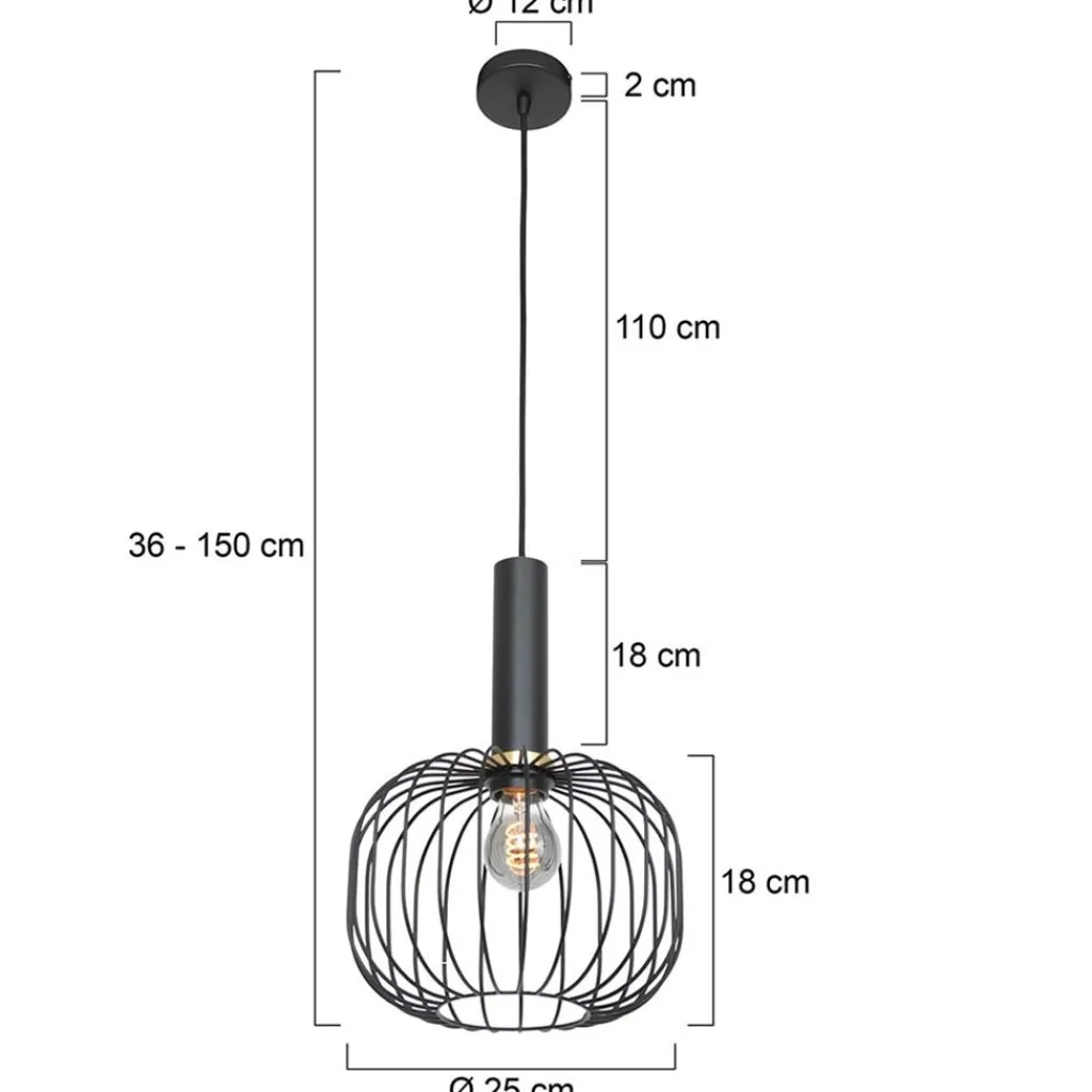 Straluma Hanglamp Aureole cilinder breed zwart> Hanglampen|Draadlampen