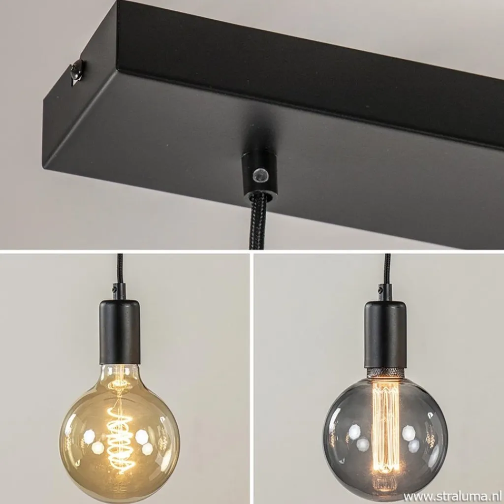 Straluma Hanglamp balk 110cm + 5x pendel zwart> Eettafellampen|Pendel Lampen