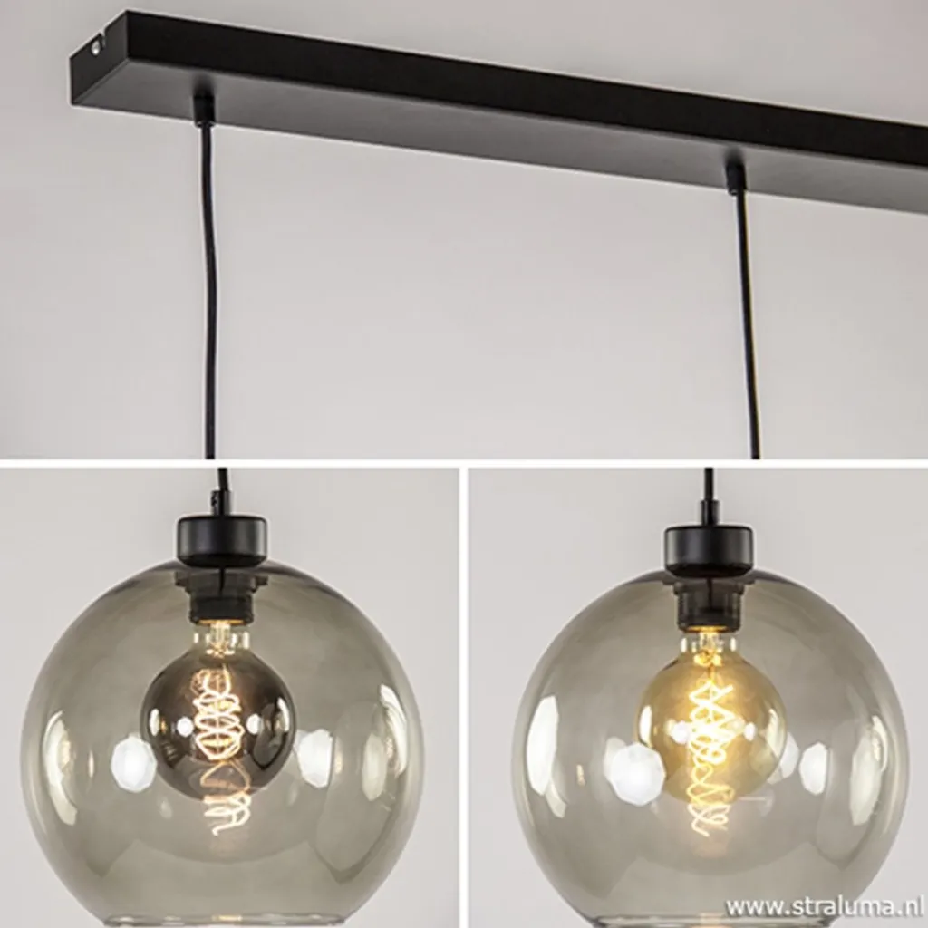 Straluma Hanglamp balk 3L smoke bolglas> Eettafellampen|Pendel Lampen