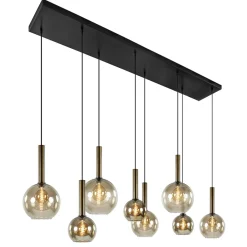 Straluma Hanglamp Bella 8L zwart/brons/smoke mix> Eettafellampen|Pendel Lampen