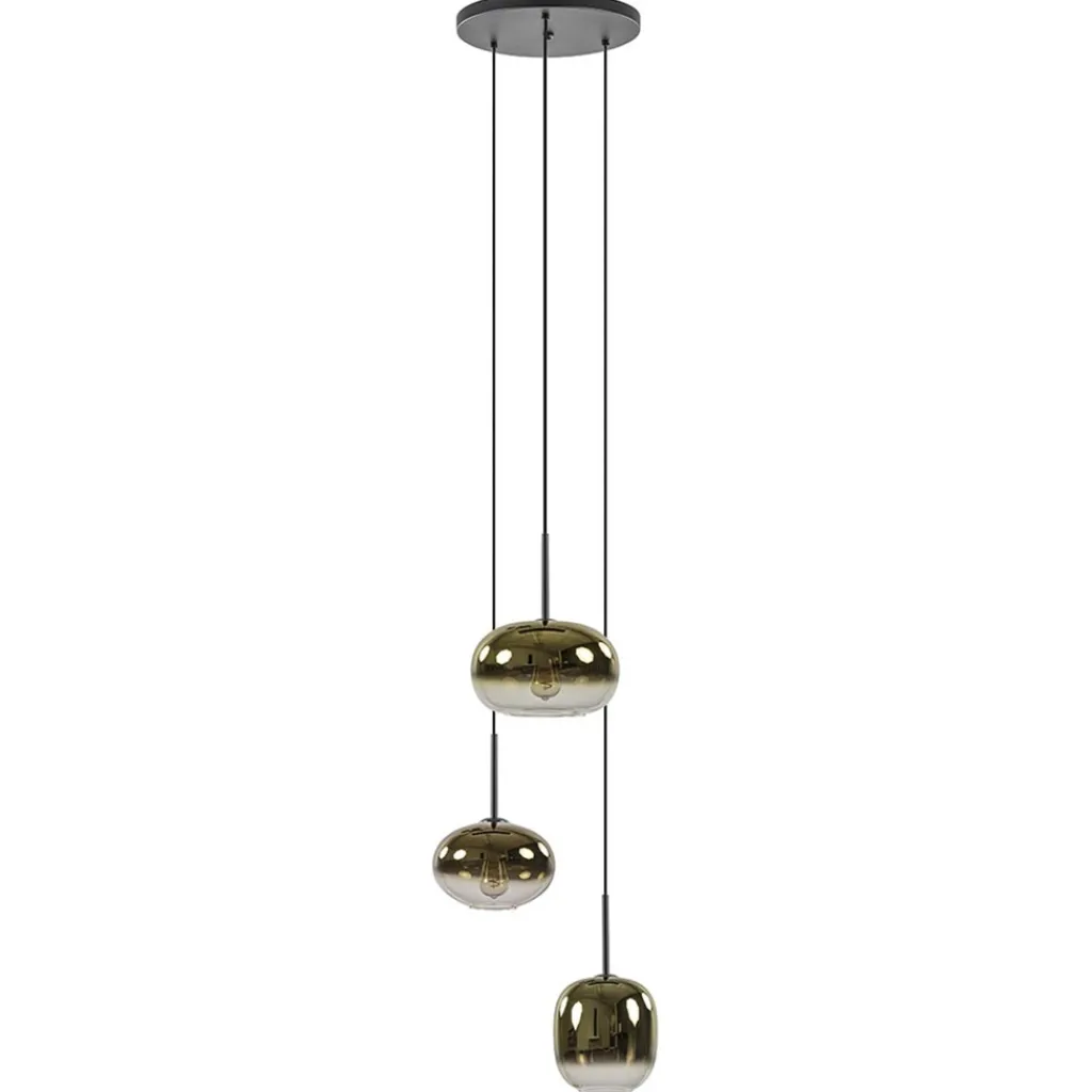 Straluma Hanglamp Bellini 3L zwart+gradient gold> Eettafellampen|Eetkamerverlichting
