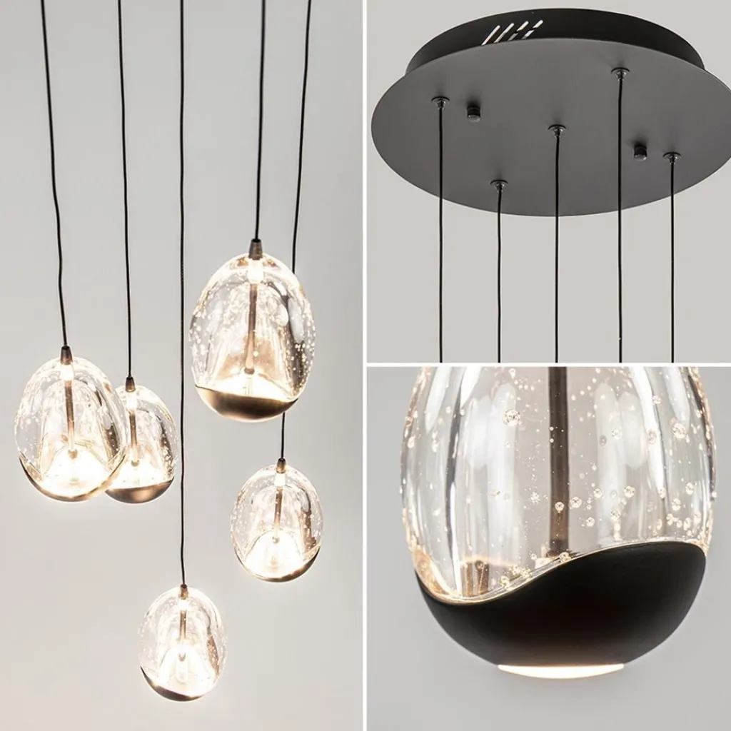 Straluma Hanglamp Black Egg 5L rond zwart/helder> Hanglampen|Eettafellampen