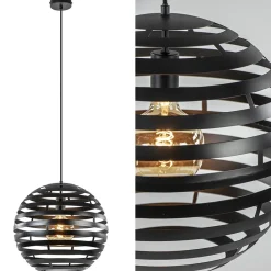 Straluma Hanglamp bol zwart 40cm> Eettafellampen|Keukenverlichting