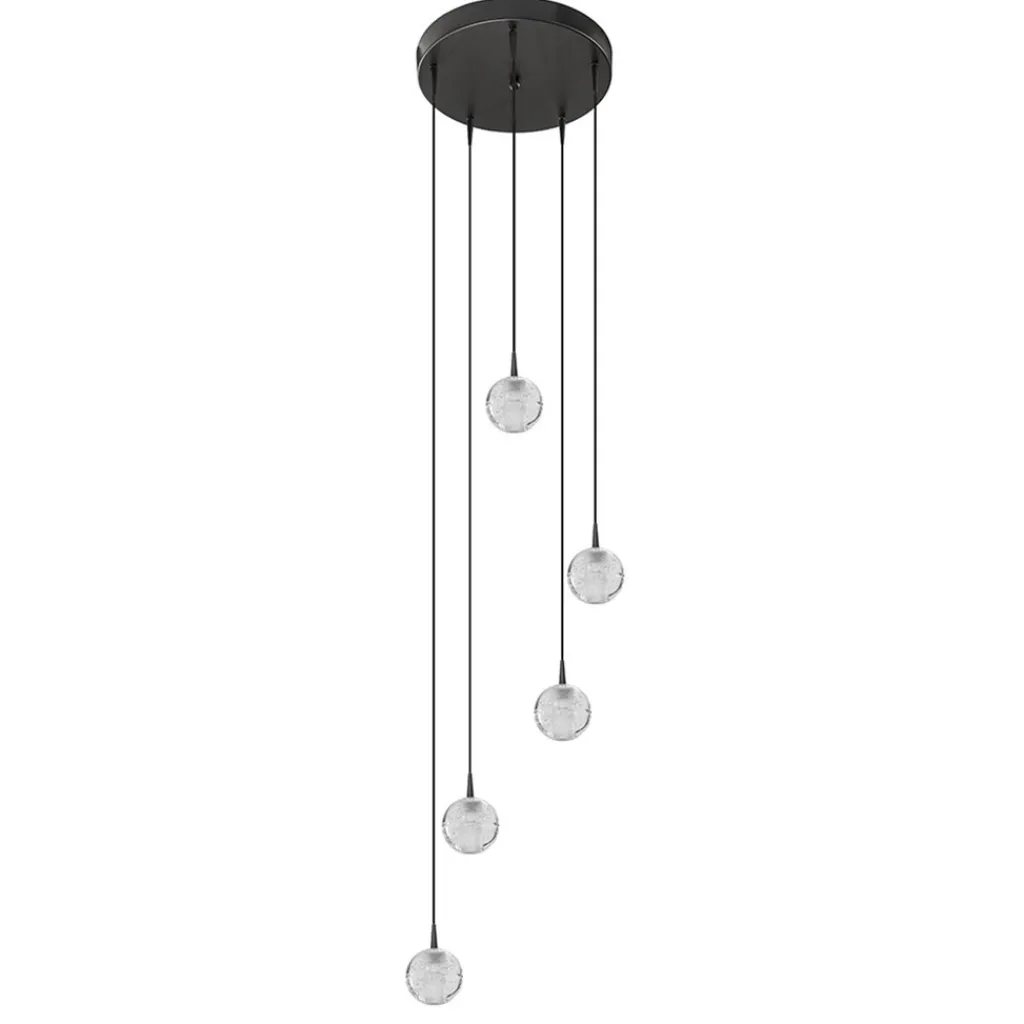 Straluma Hanglamp Bubbles 5L rond zwart/helder dtw> Hanglampen|Eettafellampen