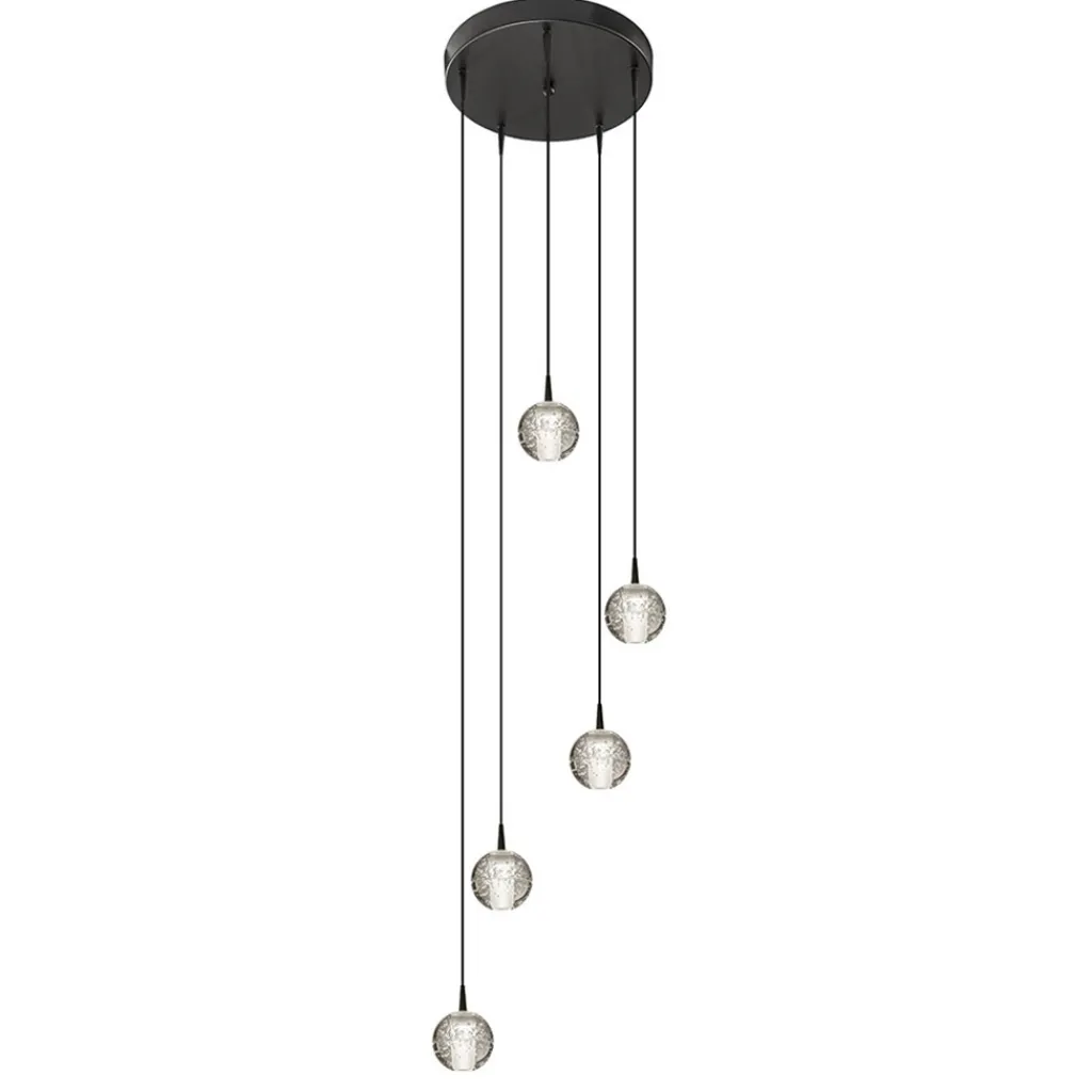 Straluma Hanglamp Bubbles 5L rond zwart/helder dtw> Hanglampen|Eettafellampen